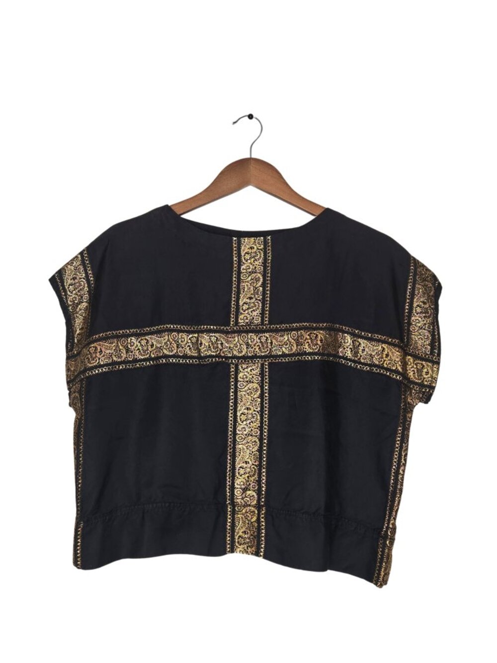 Black and Gold Short Sleeve Blouse